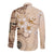 Samoa Siapo Pattern With Beige Hibiscus Long Sleeve Button Shirt LT05 - Polynesian Pride