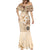 Samoa Siapo Pattern With Beige Hibiscus Mermaid Dress LT05 - Polynesian Pride