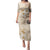 Samoa Siapo Pattern With Beige Hibiscus Puletasi LT05 Long Dress Beige - Polynesian Pride