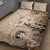 Samoa Siapo Pattern With Beige Hibiscus Quilt Bed Set