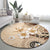 Samoa Siapo Pattern With Beige Hibiscus Round Carpet