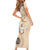 Samoa Siapo Pattern With Beige Hibiscus Short Sleeve Bodycon Dress LT05 - Polynesian Pride