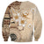 Samoa Siapo Pattern With Beige Hibiscus Sweatshirt LT05 - Polynesian Pride