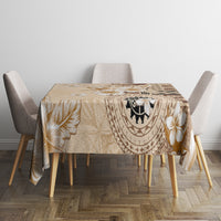 Samoa Siapo Pattern With Beige Hibiscus Tablecloth