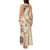 Samoa Siapo Pattern With Beige Hibiscus Tank Maxi Dress LT05 - Polynesian Pride