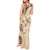 Samoa Siapo Pattern With Beige Hibiscus Tank Maxi Dress LT05 - Polynesian Pride