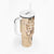 Samoa Siapo Pattern With Beige Hibiscus Tumbler With Handle