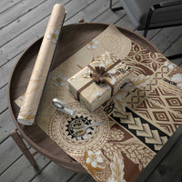 Samoa Siapo Pattern With Beige Hibiscus Wrapping Paper LT05 - Polynesian Pride