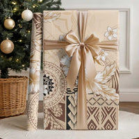Samoa Siapo Pattern With Beige Hibiscus Wrapping Paper LT05 - Polynesian Pride