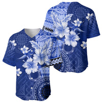 Samoa Siapo Pattern With Navy Hibiscus Baseball Jersey LT05 - Polynesian Pride