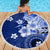 Samoa Siapo Pattern With Navy Hibiscus Beach Blanket