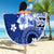 Samoa Siapo Pattern With Navy Hibiscus Beach Blanket