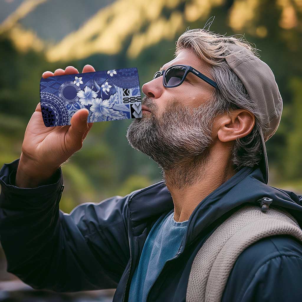 Samoa Siapo Pattern With Navy Hibiscus 4 in 1 Can Cooler Tumbler