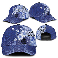 Samoa Siapo Pattern With Navy Hibiscus Classic Cap - Polynesian Pride