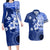 Samoa Siapo Pattern With Navy Hibiscus Couples Matching Long Sleeve Bodycon Dress and Hawaiian Shirt LT05 Navy - Polynesian Pride