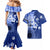 Samoa Siapo Pattern With Navy Hibiscus Couples Matching Mermaid Dress and Hawaiian Shirt LT05 - Polynesian Pride