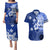 Samoa Siapo Pattern With Navy Hibiscus Couples Matching Puletasi and Hawaiian Shirt LT05 Navy - Polynesian Pride