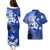 Samoa Siapo Pattern With Navy Hibiscus Couples Matching Puletasi and Hawaiian Shirt LT05 - Polynesian Pride