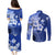 Samoa Siapo Pattern With Navy Hibiscus Couples Matching Puletasi and Long Sleeve Button Shirt LT05 - Polynesian Pride