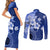 Samoa Siapo Pattern With Navy Hibiscus Couples Matching Short Sleeve Bodycon Dress and Long Sleeve Button Shirt LT05 - Polynesian Pride