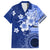 Samoa Siapo Pattern With Navy Hibiscus Family Matching Long Sleeve Bodycon Dress and Hawaiian Shirt LT05 Dad's Shirt - Short Sleeve Navy - Polynesian Pride