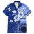 Samoa Siapo Pattern With Navy Hibiscus Family Matching Mermaid Dress and Hawaiian Shirt LT05 Dad's Shirt - Short Sleeve Navy - Polynesian Pride