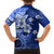 Samoa Siapo Pattern With Navy Hibiscus Family Matching Off Shoulder Short Dress and Hawaiian Shirt LT05 - Polynesian Pride