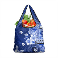 Samoa Siapo Pattern With Navy Hibiscus Grocery Bag LT05 1-pack One Size Navy - Polynesian Pride
