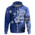 Samoa Siapo Pattern With Navy Hibiscus Hoodie LT05 Zip Hoodie Navy - Polynesian Pride