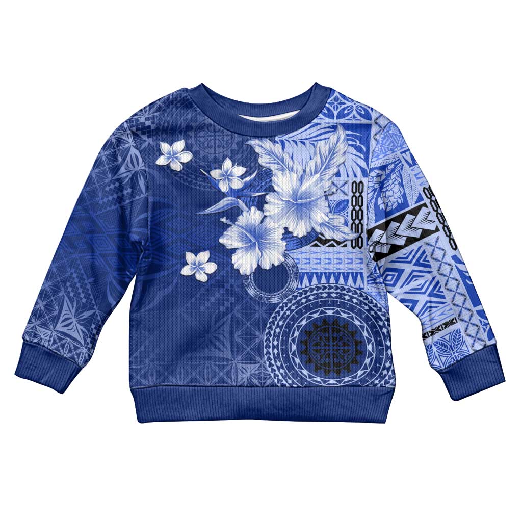 Samoa Siapo Pattern With Navy Hibiscus Kid Ugly Christmas Sweater