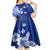 Samoa Siapo Pattern With Navy Hibiscus Kid Short Sleeve Dress LT05 - Polynesian Pride