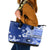 Samoa Siapo Pattern With Navy Hibiscus Leather Tote Bag