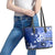 Samoa Siapo Pattern With Navy Hibiscus Leather Tote Bag