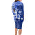 Samoa Siapo Pattern With Navy Hibiscus Long Sleeve Bodycon Dress LT05 - Polynesian Pride