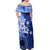 Samoa Siapo Pattern With Navy Hibiscus Off Shoulder Maxi Dress LT05 - Polynesian Pride