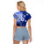 Samoa Siapo Pattern With Navy Hibiscus Raglan Cropped T Shirt LT05 - Polynesian Pride