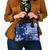 Samoa Siapo Pattern With Navy Hibiscus Shoulder Handbag