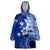 Samoa Siapo Pattern With Navy Hibiscus Wearable Blanket Hoodie LT05 One Size Navy - Polynesian Pride