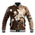 Samoa Siapo Pattern With Brown Hibiscus Baseball Jacket LT05 Unisex Brown - Polynesian Pride