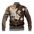 Samoa Siapo Pattern With Brown Hibiscus Baseball Jacket LT05 - Polynesian Pride