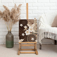 Samoa Siapo Pattern With Brown Hibiscus Canvas Wall Art
