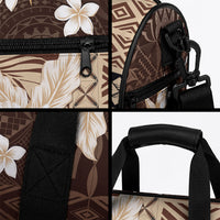 Samoa Siapo Pattern With Brown Hibiscus Duffle Bag LT05 - Polynesian Pride