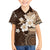 Samoa Siapo Pattern With Brown Hibiscus Family Matching Long Sleeve Bodycon Dress and Hawaiian Shirt LT05 Son's Shirt Brown - Polynesian Pride