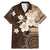 Samoa Siapo Pattern With Brown Hibiscus Family Matching Mermaid Dress and Hawaiian Shirt LT05 Dad's Shirt - Short Sleeve Brown - Polynesian Pride