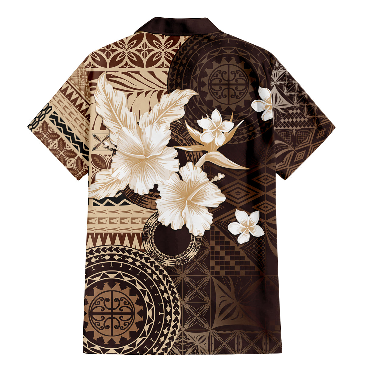 Samoa Siapo Pattern With Brown Hibiscus Family Matching Mermaid Dress and Hawaiian Shirt LT05 - Polynesian Pride