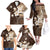 Samoa Siapo Pattern With Brown Hibiscus Family Matching Off Shoulder Long Sleeve Dress and Hawaiian Shirt LT05 - Polynesian Pride