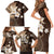 Samoa Siapo Pattern With Brown Hibiscus Family Matching Short Sleeve Bodycon Dress and Hawaiian Shirt LT05 - Polynesian Pride