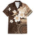 Samoa Siapo Pattern With Brown Hibiscus Family Matching Short Sleeve Bodycon Dress and Hawaiian Shirt LT05 Dad's Shirt - Short Sleeve Brown - Polynesian Pride