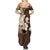 Samoa Siapo Pattern With Brown Hibiscus Family Matching Summer Maxi Dress and Hawaiian Shirt LT05 - Polynesian Pride