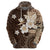 Samoa Siapo Pattern With Brown Hibiscus Hoodie LT05 - Polynesian Pride